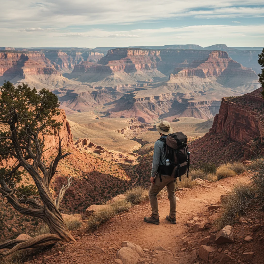 Hiker overlooking canyon at national monument