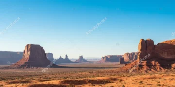 Desert landscape national monument with ancient rock formations