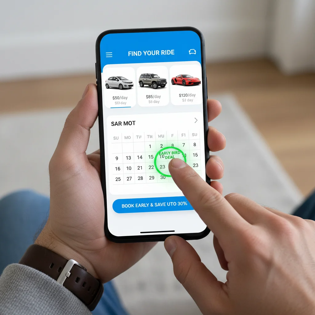 Early booking on car rental app for better availability