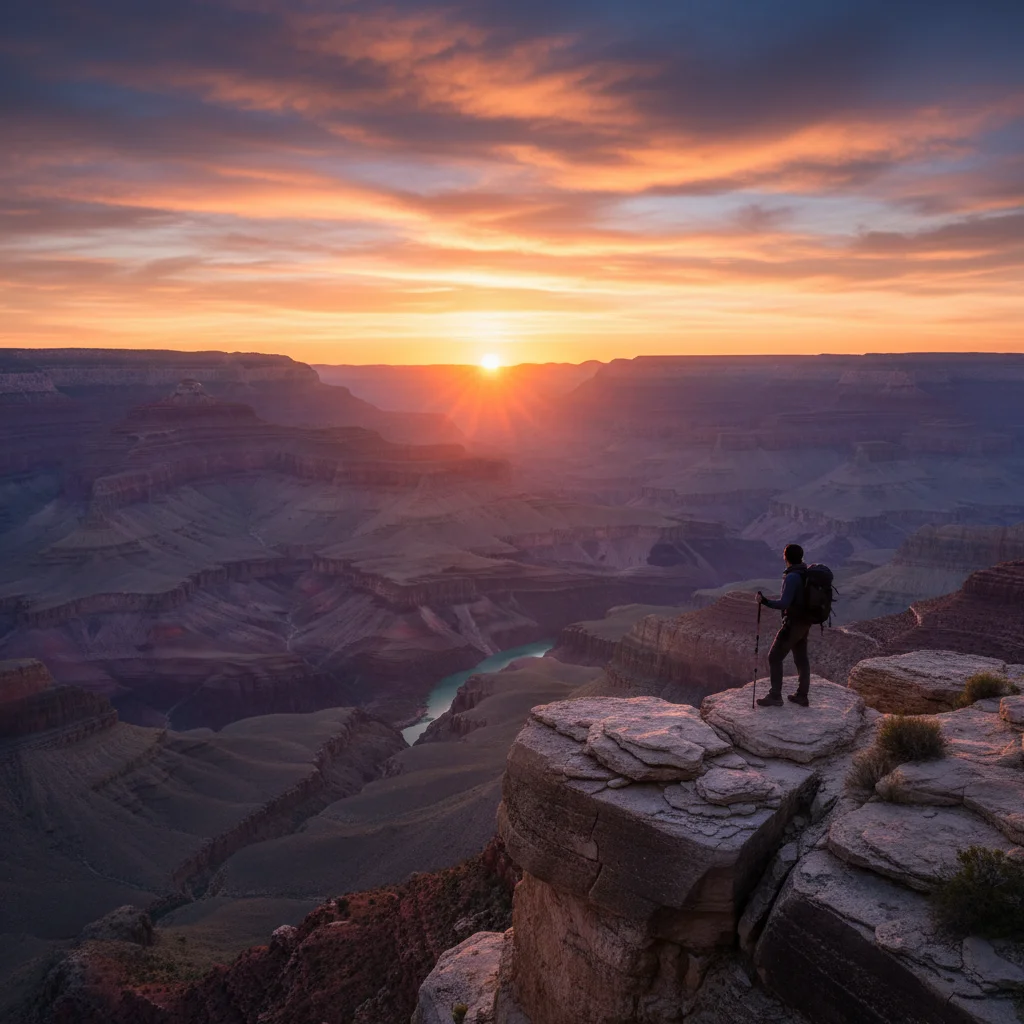 Grand Canyon sunset, highlighting natural historical beauty.