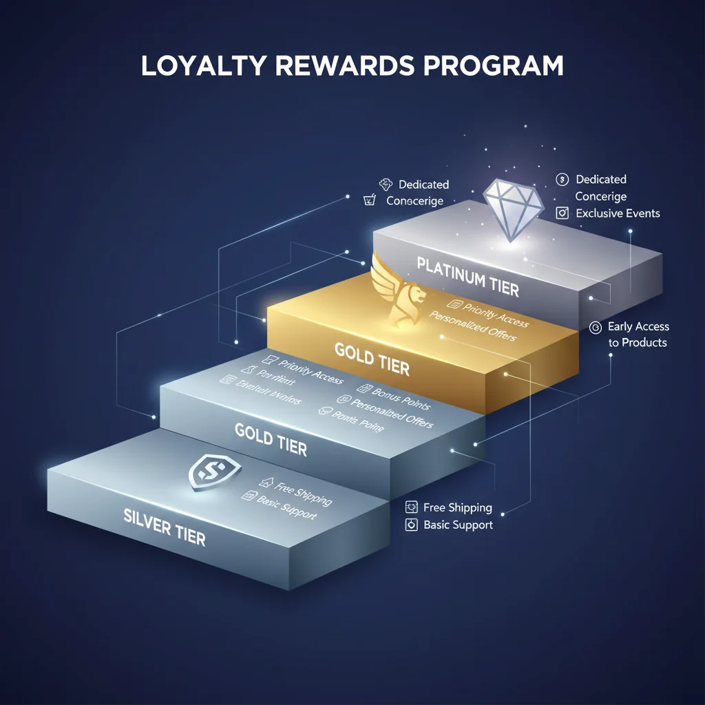 Infographic showing progressive hotel loyalty program tiers and benefits