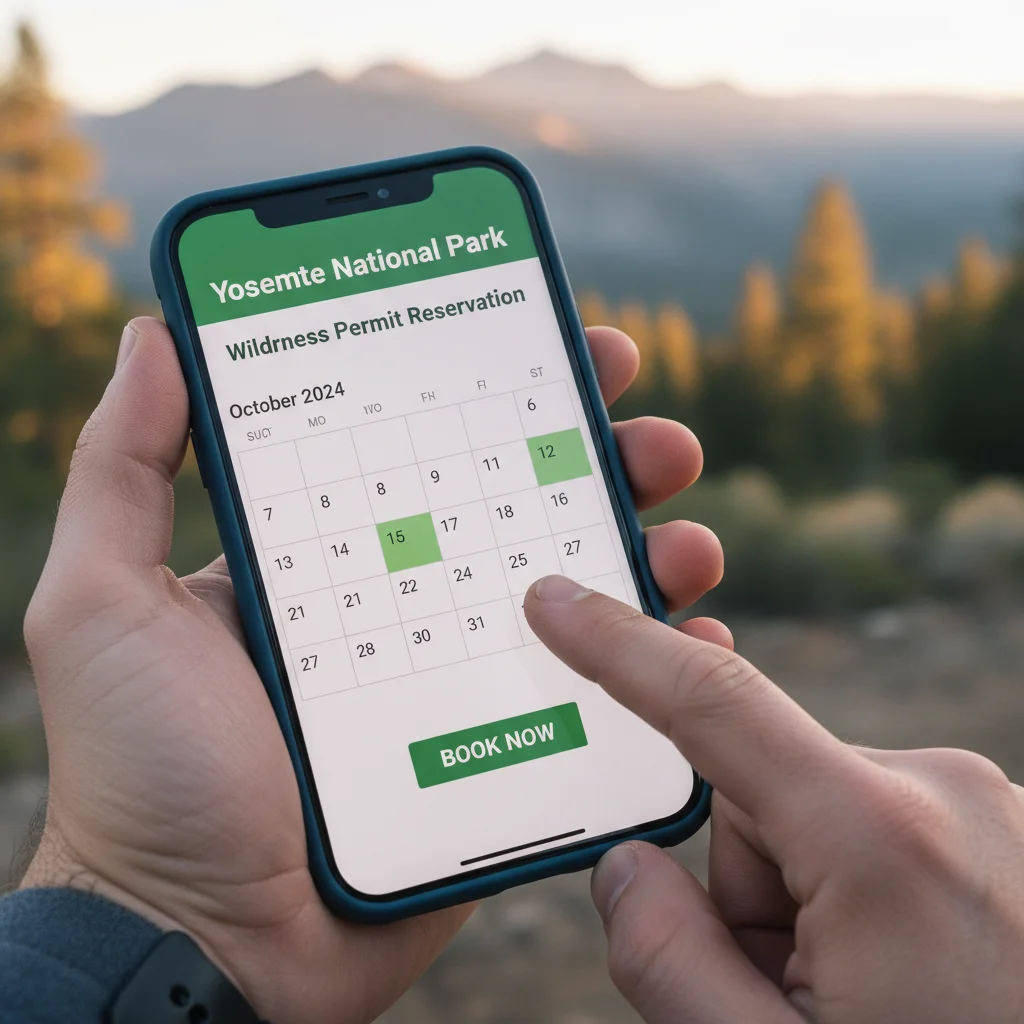 Online national park permit reservation system on a smartphone