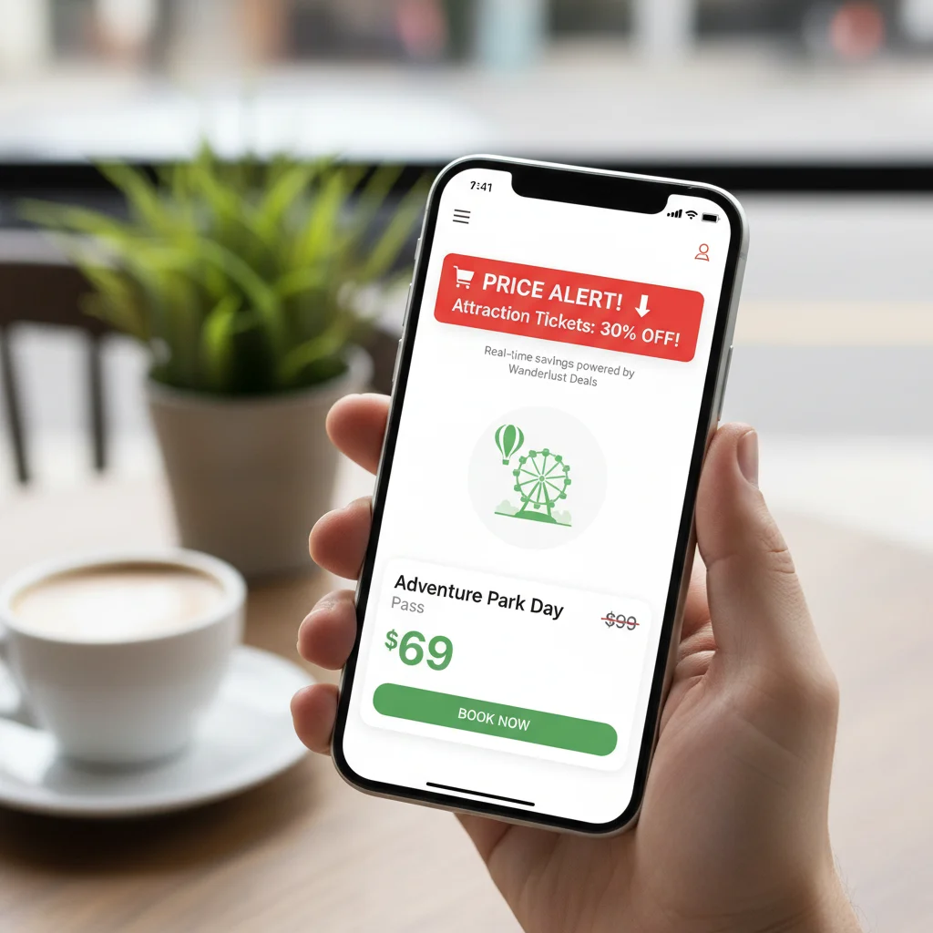 Smartphone notification for attraction ticket price drop