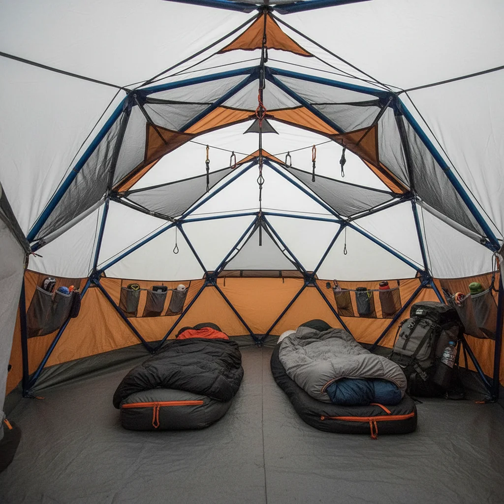 Interior view of a spacious extreme weather tent