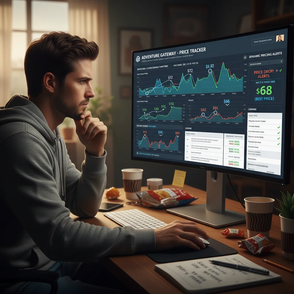 Tracking dynamic pricing on computer for attraction tickets
