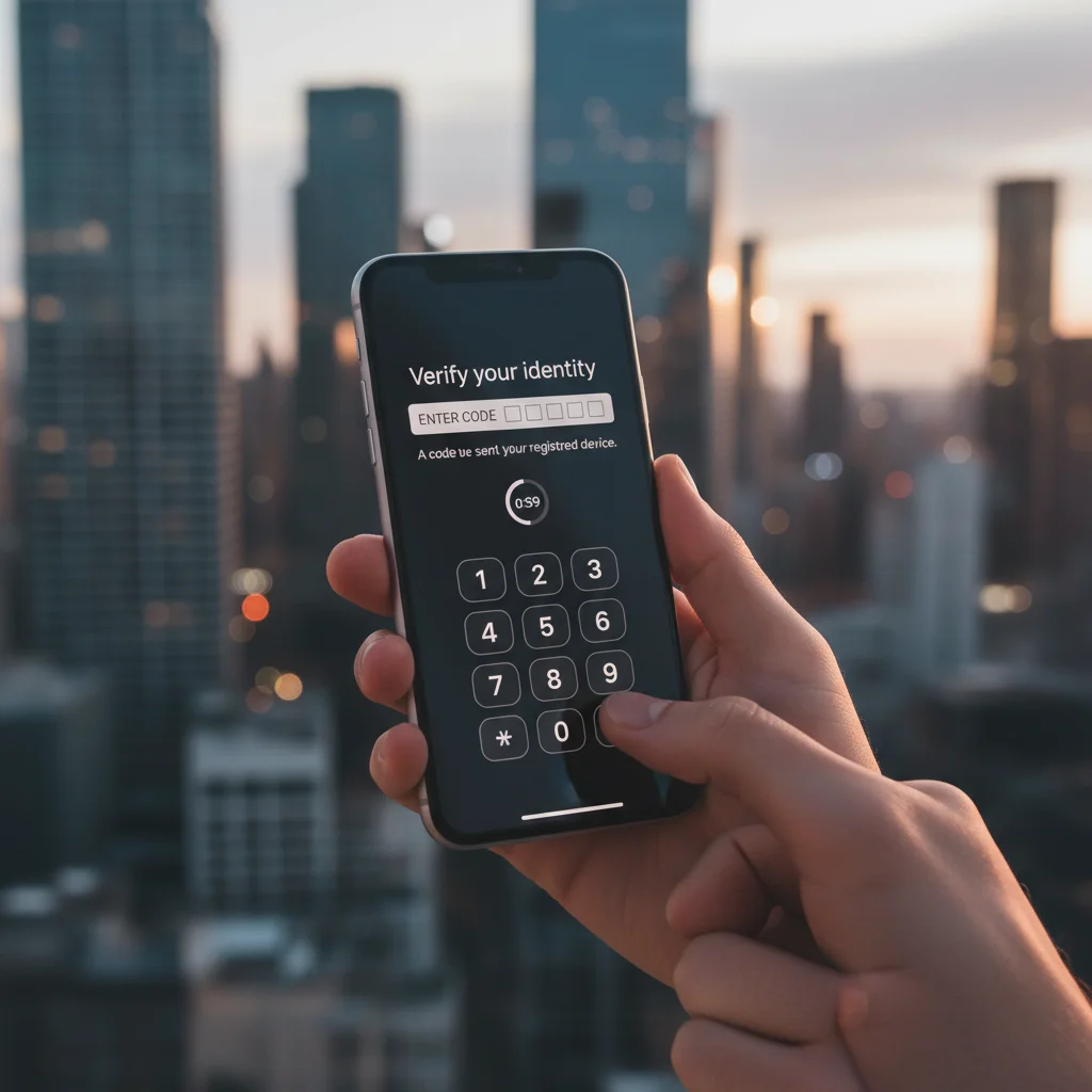 Smartphone displaying two-factor authentication prompt