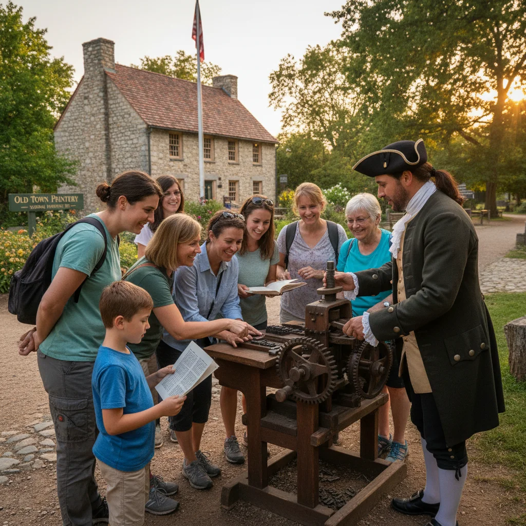 Visitors engaging with interpretive program at historic site